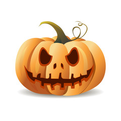 Halloween cartoon pumpkin smiling. Orange vector pumpkin