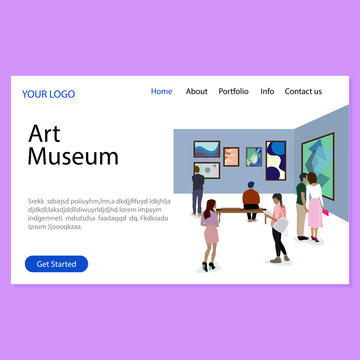 Art museum landing page, gallery exhibition homepage
