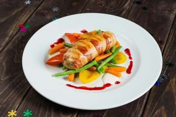 stuffed chicken with vegetables - Christmas food