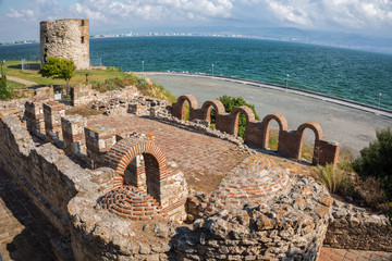 Ruins of an antique basilica in Nessebar, Bulgaria