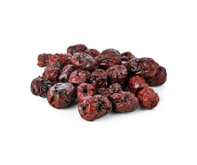 Dried jujube fruits on white background