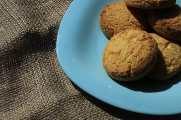Cookies on a plate on a cloth