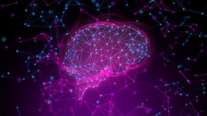 futuristic brain ai of is connecting with technology network, background 3d illustration rendering,...
