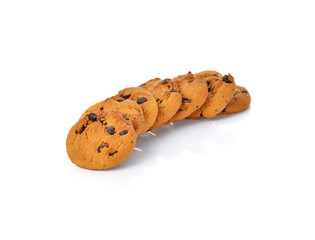 Chocolate chip cookie on white