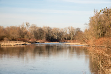 Fototapeta na wymiar Odra river near Bohumin town on czech-polish borders