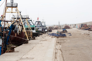 Boats in Essaouira port Morocco 