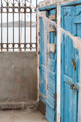 Blue door Essaouira village morocco 