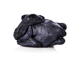 Obraz premium Whole Black Chicken isolated On White Background
