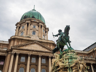 Fototapeta na wymiar Statue of Prince Eugene of Savoy in Buda Castle. Buda Castle is the historical castle and palace complex of the Hungarian kings in Budapest.