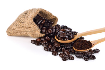  coffee beans isolated on white background.