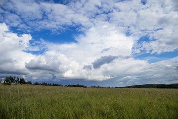 Dark sky and dramatic black cloud before rain