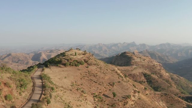 Aerial shot of the Simien mountains national park in Ethiopia