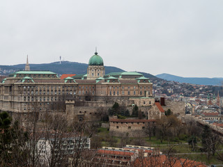 Fototapeta na wymiar Buda Castle is the historical castle and palace complex of the Hungarian kings in Budapest. It was first completed in 1265, but the massive Baroque palace today