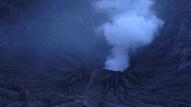 AERIAL: crater of volcano Bromo, Java island, Indonesia