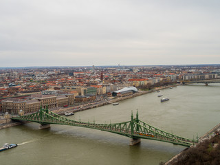 Szabadság híd or Liberty Bridge in Budapest, Hungary, connects Buda and Pest across the River Danube. It is the third southernmost public road bridge in Budapest,