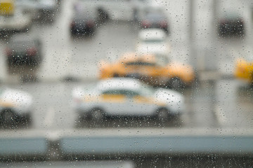 raindrops on the glass.