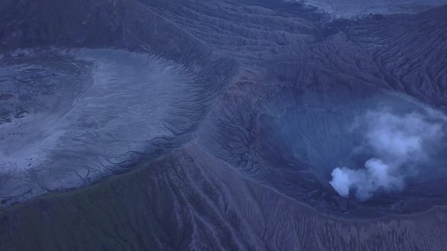 AERIAL: crater of volcano Bromo, Java island, Indonesia
