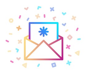 Christmas and new year greetings surrounded by festive decor. Vector icon