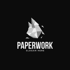 Obraz premium Cat origami paper mascot animal logo template