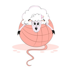 Naklejka premium lamb on a ball of wool