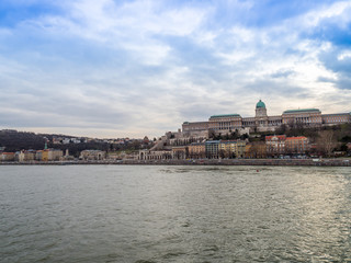 Fototapeta na wymiar Budapest, Hungary - Mar 9th 2019: Buda Castle is the historical castle and palace complex of the Hungarian kings in Budapest. 