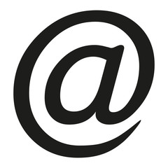 Black email at sign icon isolated on white background