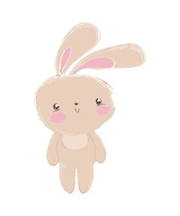 Hand Drawn Cute Bunny vector illustration, Design print for children t-shirt
