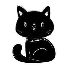 Sketch black cat vector illustration. Children's print and poster