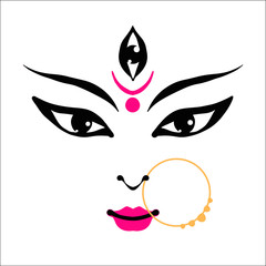 Kali Goddess in Hinduism, her face on white background