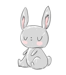 cute rabbit vector illustration. Children's print and poster.