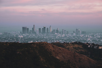 City View of Los Angeles, California from Hollywood Sign Hiking Trail