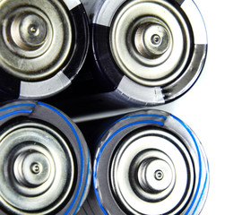 Salt and alkaline batteries, source of energy for portable technology. AAA and AA batteries