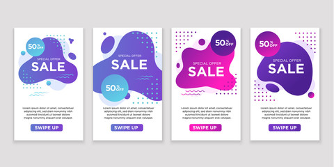 Dynamic modern fluid mobile for sale banners. Sale banner  social media post template design, Super sale special offer set .Vector illustration