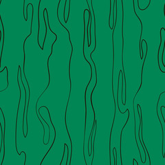 Wavy line pattern. Black vertical wavy lines with a vertical direction on green background.