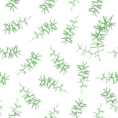Vector herbs seamless pattern. Wild grass silhouettes background. Hand drawn vector seamless pattern with floral elements. 