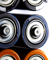 Salt and alkaline batteries, source of energy for portable technology. AAA and AA batteries