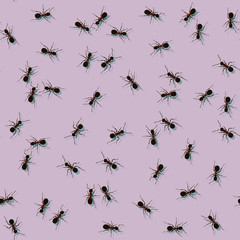 Decorative seamless pattern with ants. Stylish ant background.