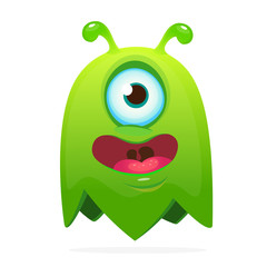 Funny cartoon monster. Vector Halloween illustration