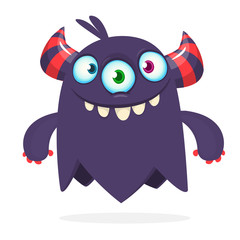 Funny cartoon monster. Vector Halloween illustration