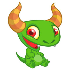 Funny cartoon monster. Vector Halloween illustration