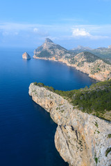 Fototapeta na wymiar Rocky coast of Formentor cape from Es Colomer lookout point, Majorca island, Spain