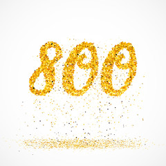 800 made with little glitter gold circles - obrazy, fototapety, plakaty