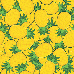 Fresh Yellow Pineapple Irregular Seamless Pattern. Unique and Trendy irregular seamless pattern background for your unique design.