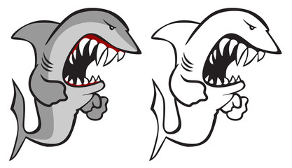 Naklejka premium Shark Cartoon Isolated Vector Illustration