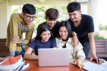 Back to school education knowledge college university concept,Students Education Social Media Laptop Tablet..