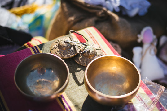 Tibetan Musical Bowls And Cymbals For Music Theraphy Relaxation