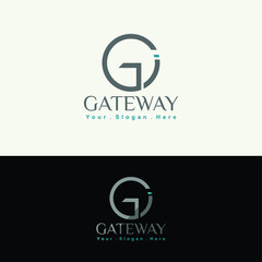 Obraz premium G / I Logo with blue dot on I alphabet