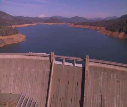 Aerial over Shasta Dam in Northern California.