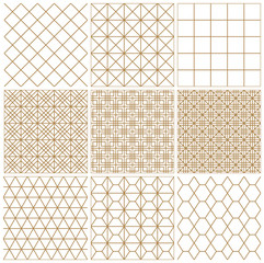 Set of seamless geometric patterns .The lines are brown.