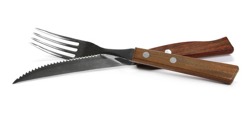 Fork and knife isolated on white background 